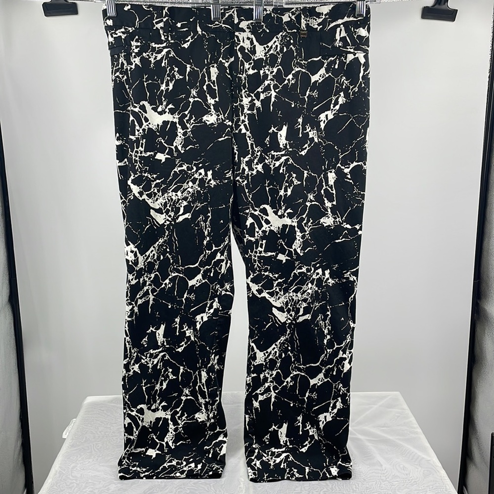 Calvin Klein Black & White Marble Print Tapered Pants Plus Size 18W